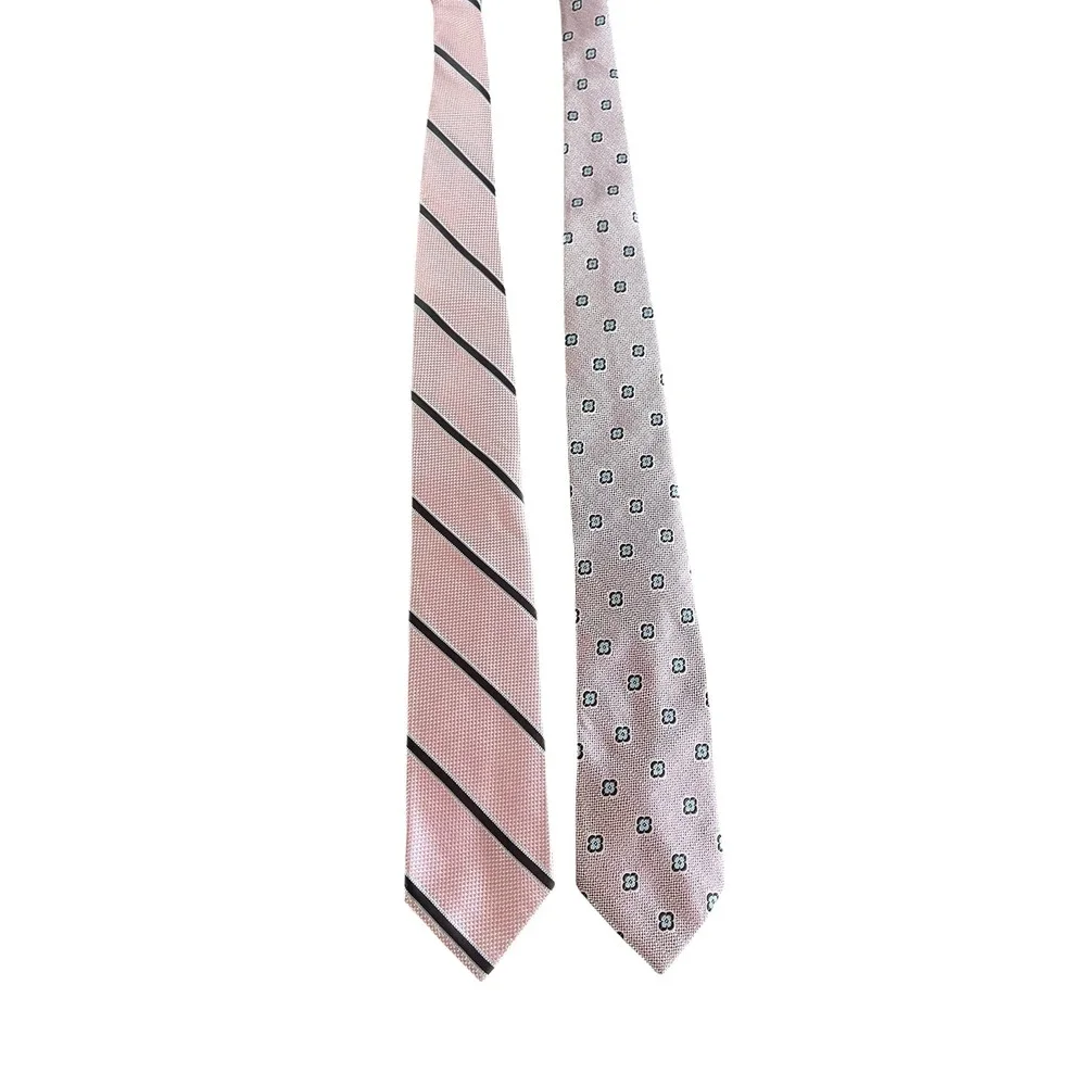 PETER MILLAR Pink‎ Jacquard Silk Tie Bundle Lot of 2